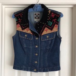Vintage 90s embroidered denim vest